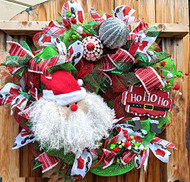 Santa 26" Ho Ho Ho Green, Red and White Deco Wreath