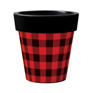 Red and Black Buffalo Check 12" Art Planter, Buffalo Planter, Fall Planter, Winter Planter, Rustic Planter