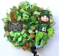 St Patricks Leprechaun 26" Wreath, St Patrick's Day Wreath, Spring Wreath