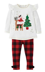 Reindeer Mouse Two Piece Tunic & Legging Set, Holiday Kids Outfits, Buffalo Check Outfits,