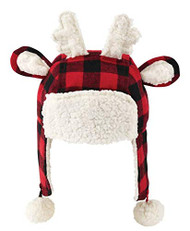 Unisex Infants Buffalo Check Reindeer Hat Red, Black