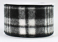 Black Flannel Plaid Wired Ribbon - 2-1/2" x 10 yds