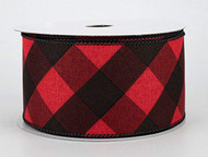 Red and Black Check Wired Ribbon - 2-1/2" x 10 yds