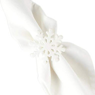 White Snowflake Napkin Rings - Set of 4, Winter Tableware, Holiday Tableware