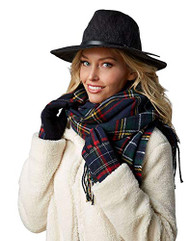 Tartan Blue Wrap and Glove Set, Christmas Gifts, Hostess Gifts,