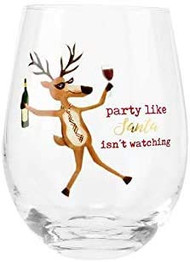 Reindeer Funny Stemless Wine Glass, Cocktail Glass, Christmas Glassware, Holiday Glassware
