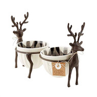 Reindeer Double Dip Cup Set, Rustic Serveware, Holiday Serveware, Hostess Gift