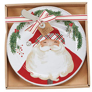 Santa Tartan Cheese Plate, Hostess Gift, Yankee Swap Gift, Holiday Serveware