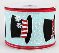 Iced Blue Snowman Hats Ribbon 2-1/2" Wide x 10 yd
