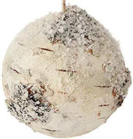 3.5" Snowy Faux Birch Ball Ornament