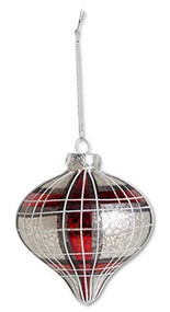 Onion Plaid Glass Ornament, Christmas Ornament, 6 inches high