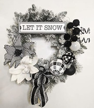 Black and White Winter Wreath, Holiday Wreath, 132