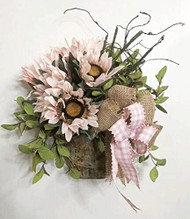 Pink Sunflower Metal Door Hanger, sunflower,