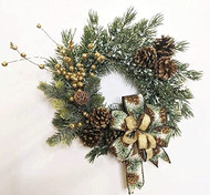 Mini Gold Pinecone Wreath, Rustic Wreath, 125