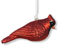 8 Inch Red Glass Cardinal Ornament w/Red Glitter, Christmas Ornaments, Bird Ornament