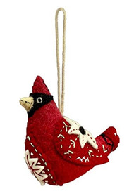 Cardinal Felt Ornament, Rustic Christmas Ornament, Bird Ornamant