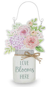 Love Blooms Here Door or Wall Hanging, Door Decor, Wreath Adornment, Wreath Attachment