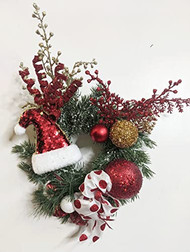 Mini Santa Hat Sparkle Wreath, Christmas Wreath, 153