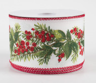 2.5 inches wide Holiday Berry Ribbon, 30 feet long, Holiday Decorating