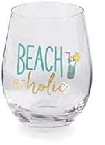 Set of 2 Beachaholic Stemless Wine glass, 16 ounces, Summer glassware