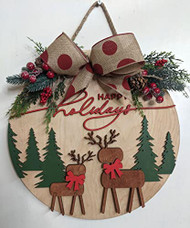 16 inch Wooden Happy Holidays Sign, 16 inch, holiday decorative sign, door or wall sign