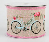 2.5 inches wide Bicycles Wired Ribbon, Summer Ribbon