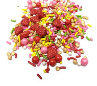 Strawberry Lemonade Sprinkles, Strawberry Lemonade Yum Crumbs, Lemon and Strawberry Flavored Jimmies, Summertime Cookie Decorations, Summertime Cake Decorations