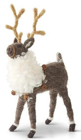 Wool Reindeer Ornament 9.25 Inch, Rustic Christmas Ornament, Ornament,