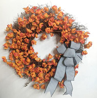 Chinese Lantern Wreath, 24 inches in diamter, autumn wreath, fall wreath, halloween wreath