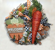 Welcome Carrot Wreath, Deco Mesh Wreath, Spring Wreath, Easter Wreath