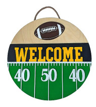 Welcome Football Field Hand Painted Door or Wall Sign with Hanger