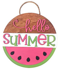Hello Summer 14 inch Hand Painted 3D Wooden Sign, Door Sign, 1004C