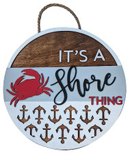 Shore Thing 14 Inch Round Wooden Hand Painted Sign, Wall Sign, Door Sign, Nautical Sign, Summer Sign