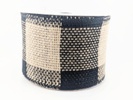 Buffalo Plaid Wired Burlap Ribbon, Black and Cream Checkered, Farmhouse Style, 4 inch x 30 feet