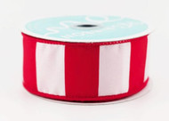 Red and White Striped Wired Ribbon, Decorative Craft Ribbon on Spool, 1-1/2 inch