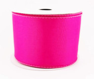 Hot Pink Wired Ribbon, Vibrant Fuchsia Fabric Ribbon on Spool for Crafts and Decorations, 2-1/2 inch