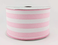 Pink and White Striped Wired Ribbon, Decorative Craft Ribbon Roll, 2-1/2 inch