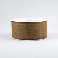 Burlap Wired Ribbon, Brown, Natural Jute Fabric, Rustic Style, for Crafts, Wreaths, and Gift Wrapping, 1-1/2 inch