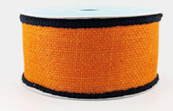 Orange Burlap and Black Wired Edge Burlap Ribbon, Floral Ribbon, 2-1/2 inch