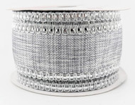 Silver Wired Edge Burlap Ribbon, Decorative Metallic Trim for Crafts and Wrapping, 2-1/2 inch x 23 feet