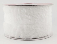 White Fluffy Faux Fur Wired Ribbon, Soft Plush Trim for Crafts and Holiday Decorations, 2-1/2 inch x 15 feet