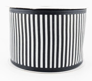 Black and White Striped Wired Ribbon, Decorative Craft Ribbon Roll, 2-1/2 inch x 25 feet