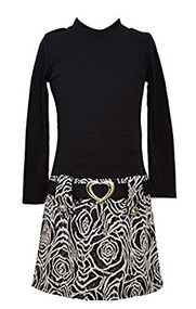 Girls Black Knit Jac Drop Waist Dress (5)