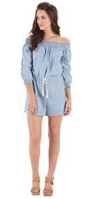Oliver Blue Off The Shoulder Romper, Large