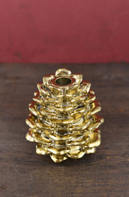 Gold Pinecone Candle Holder