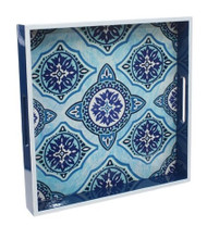 15" Blue & White Decorative Tray