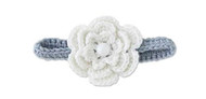 Baby Girls Gray Knit Headband with White Flower