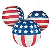 Stars and Stripes Paper Lanterns - 12" - Set of 3