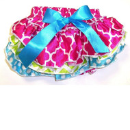 Baby Girls Quatrefoil Print Ruffle Bloomers, Rainbow,