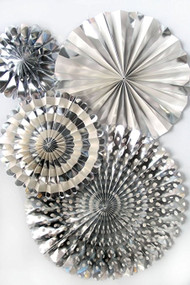 Silver Foil Paper Rosettes Party Fans